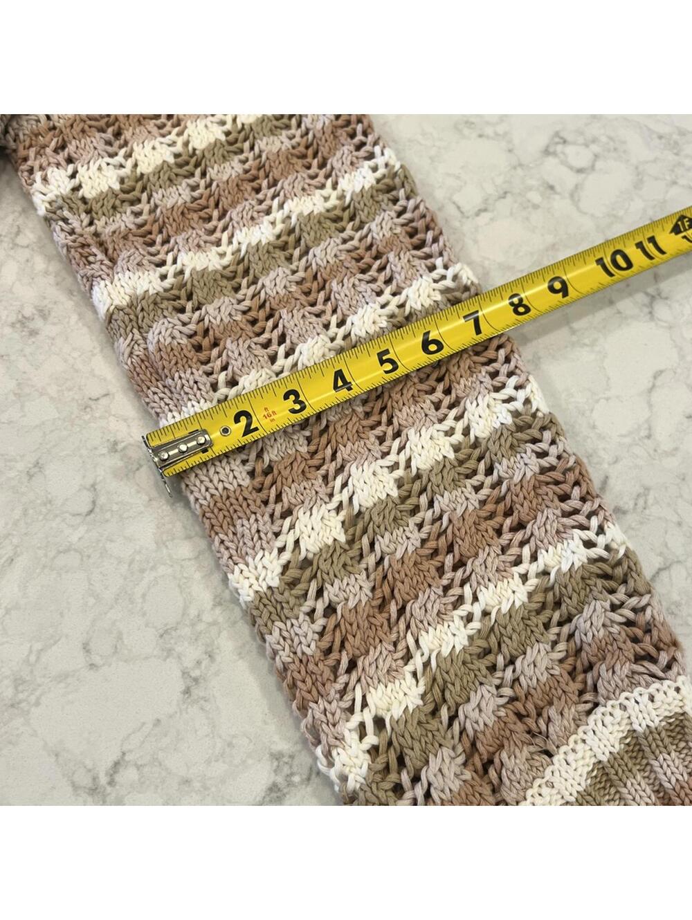 Anthropologie John & Jenn Juliana Striped Cable Knit Cardigan Medium Neutral - Picture 6 of 7